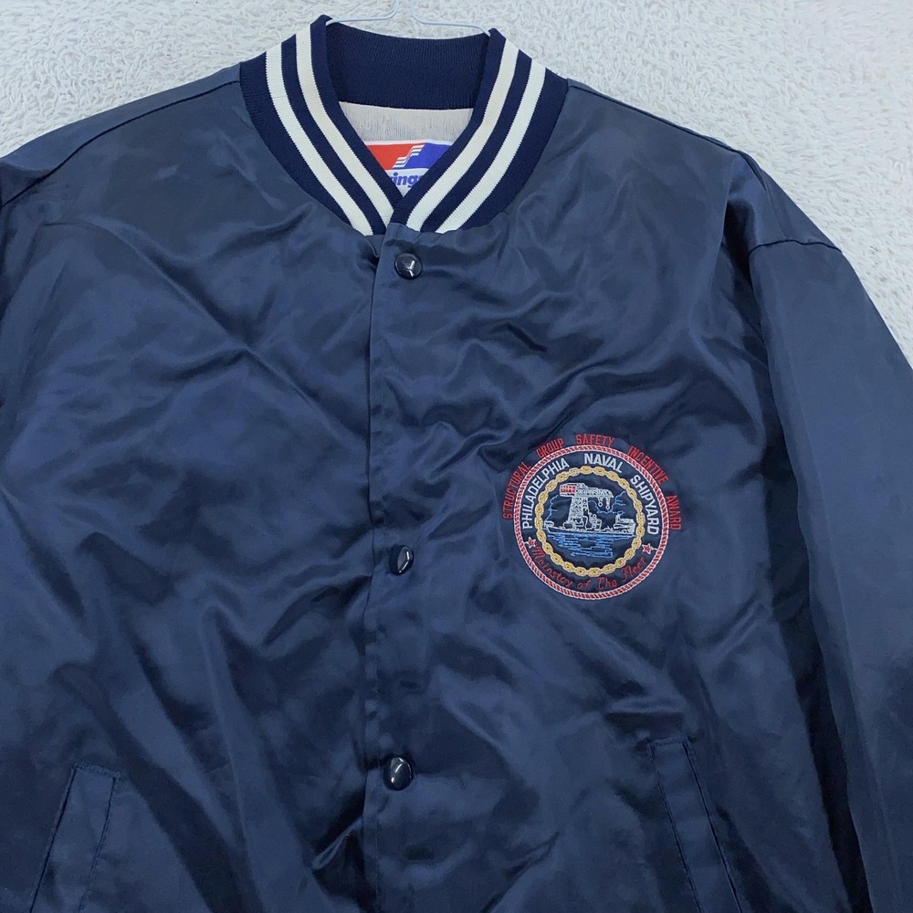 Vintage Philadelphia Naval Shipyard Satin Jacket Mens Large‎ 90s USA Swingster